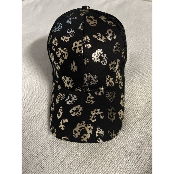 Women's Leopard Print Baseball Cap Criss Cross Ponytail Trucker Hat Adjustable - Picture 2 of 9